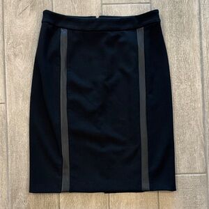 MICHAEL Michael Kors Black Pencil Skirt with Leather Accents Sz 6 EUC